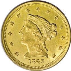 1843-O $2 1/2 Small Date, Crosslet 4 MS62 PCGS. The ce 