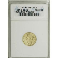1847-C $2 1/2 --Repaired, Whizzed--ANACS. AU50 Details. 