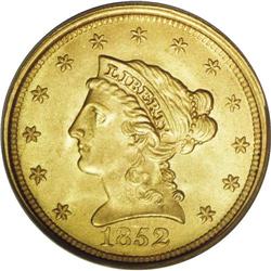 1852 $2 1/2 MS64 PCGS. With a mintage of 1,159,681 pie 