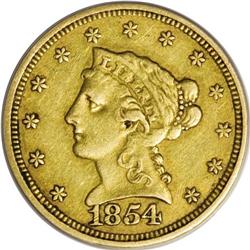 1854-S $2 1/2 XF45 PCGS. For collectors of the Liberty 