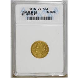 1856-C $2 1/2 --Ex-Jewelry--ANACS. VF20 Details. Variet 