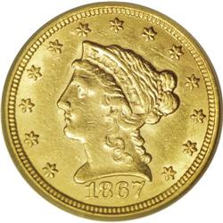 1867-S $2 1/2 AU58 PCGS. The total mintage of this iss 