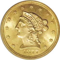 1877-S $2 1/2 MS64 PCGS. Although the mintage of this 