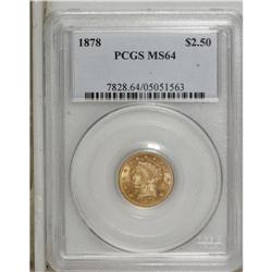 1878 $2 1/2 MS64 PCGS. A beautifully lustrous and some 