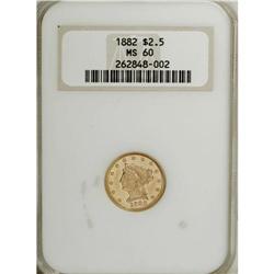 1882 $2 1/2 MS60 NGC. An exactingly struck and flashy 