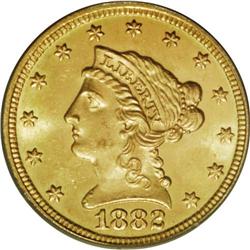 1882 $2 1/2 MS64 PCGS. Every quarter eagle produced du 