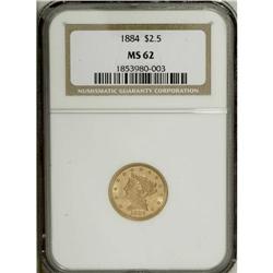 1884 $2 1/2 MS62 NGC. A meticulously struck example of 