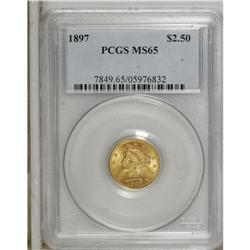 1897 $2 1/2 MS65 PCGS. Solidly struck with interesting 