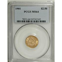 1901 $2 1/2 MS64 PCGS. A shining apricot-honey example 