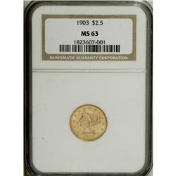 1903 $2 1/2 MS63 NGC. Select and well struck with stro 