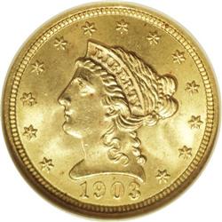 1903 $2 1/2 MS65 NGC. This is an exceptional Gem speci 