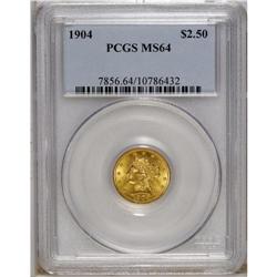 1904 $2 1/2 MS64 PCGS. The highly lustrous surfaces of 