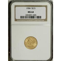 1904 $2 1/2 MS64 NGC. Choice with more than adequate d 