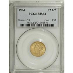 1904 $2 1/2 MS64 PCGS. Swirling luster enlivens varieg 
