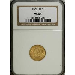 1906 $2 1/2 MS63 NGC. Select and suitably struck with 