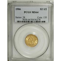 1906 $2 1/2 MS64 PCGS. Rich butter-yellow color is the 