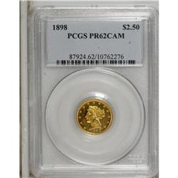 1898 $2 1/2 PR62 Cameo PCGS. A deeply reflective honey 