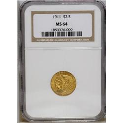 1911 $2 1/2 MS64 NGC. Suitably struck with above-avera 