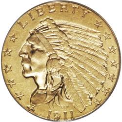 1911-D $2 1/2 AU55 ANACS. The mintmark is plain on thi 