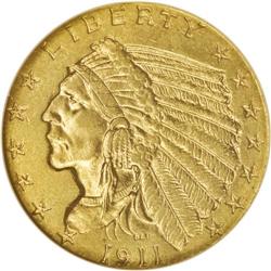 1911-D $2 1/2 --Cleaned--ANACS. AU55 Details. Some fain 