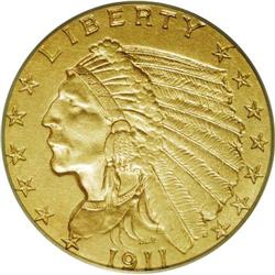 1911-D $2 1/2 AU55 PCGS. An appealing Choice AU coin t 