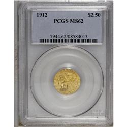 1912 $2 1/2 MS62 PCGS. Lustrous and well struck with h 