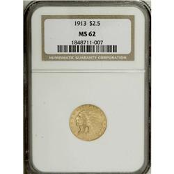 1913 $2 1/2 MS62 NGC. Only a few abrasions are visible 