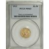 Image 1 : 1913 $2 1/2 MS63 PCGS. A satiny and subtly lustrous ye 
