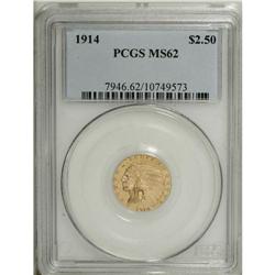 1914 $2 1/2 MS62 PCGS. This softly lustrous piece has 