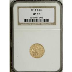 1914 $2 1/2 MS62 NGC. The strike is sharp and surface 