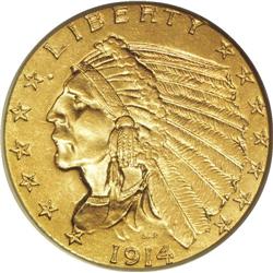 1914 $2 1/2 MS63 PCGS. The 1914 Indian Head quarter ea 