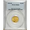Image 1 : 1914-D $2 1/2 MS62 PCGS. Nicely struck, with semi-brig 