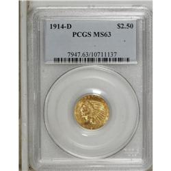 1914-D $2 1/2 MS63 PCGS. Crisply struck with attractiv 