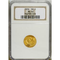 1926 $2 1/2 MS64 NGC. This well struck near-Gem has pr 