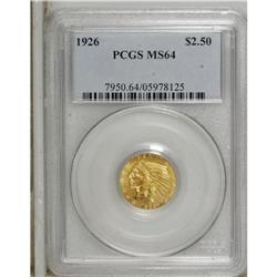 1926 $2 1/2 MS64 PCGS. Suitably struck with pleasing, 