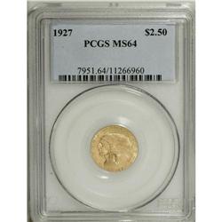 1927 $2 1/2 MS64 PCGS. The orange-gold surfaces have p 
