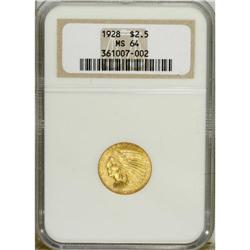 1928 $2 1/2 MS64 NGC. Choice and suitably struck with 