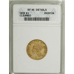 1855 $3 --Cleaned--ANACS. XF45 Details. On this lightly 