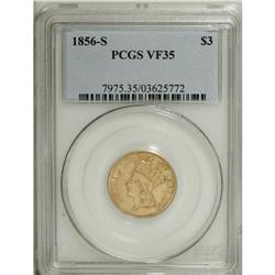 1856-S $3 VF35 PCGS. Breen-6356, "very scarce." The Sm 