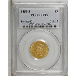 1856-S $3 XF45 PCGS. Medium S. This appealing amber-or 