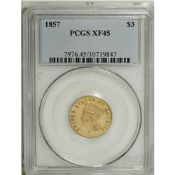 1857 $3 XF45 PCGS. The deep mustard-gold surfaces of t 