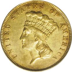 1860-S $3 AU53 PCGS. Barring the so-far-unique 1870-S 