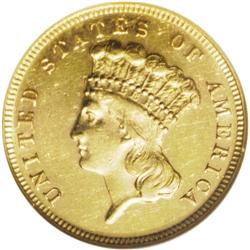 1868 $3 AU58 Prooflike NGC. Many examples of this date 