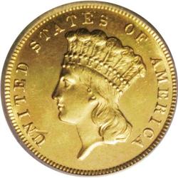 1870 $3 MS61 ICG. Both sides show some light, old clas 