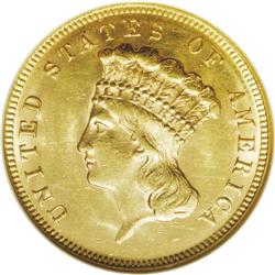 1874 $3 MS62 NGC. At 41,800 pieces coined, the 1874 wa 