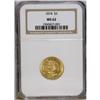 Image 3 : 1874 $3 MS62 NGC. At 41,800 pieces coined, the 1874 wa 