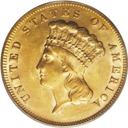 1878 $3 MS62 PCGS. Well struck and highly lustrous, wi 