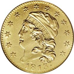 1813 $5 AU50 PCGS. Breen-6467, BD-2, R.4. The scarcer 