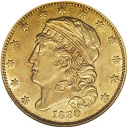 1830 $5 AU58 NGC. Large 5D, Breen-6491, BD-1, R.6. The 