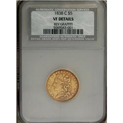 1838-C $5 --Reverse Graffiti--NCS. VF Details. Breen-65 